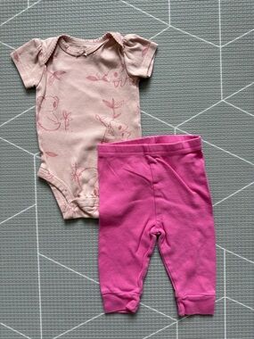 Carters|Baby girl blush Pink Bodysuit in Koala print & Bright Pink Leggings Set•